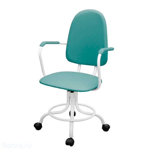 Кресло КР14 на винтовой опоре с подлокотниками (цвет зеленый)