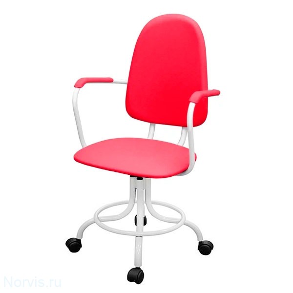 Кресло КР14 на винтовой опоре с подлокотниками (обивка цвет красный)