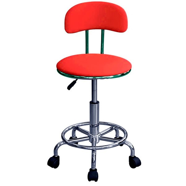 Кресло КР04 на колесах с кольцом-опорой для ног (цвет красный)
