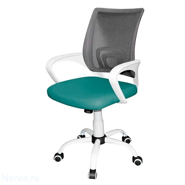 Кресло для персонала КР08 (сиденье экокожа, спинка сетка) цвет зеленый