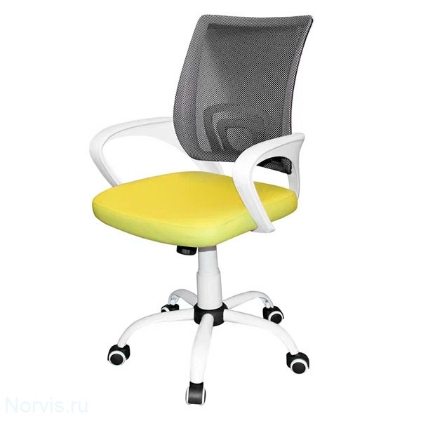 Кресло для персонала КР08 (сиденье экокожа, спинка сетка) цвет светло зеленый