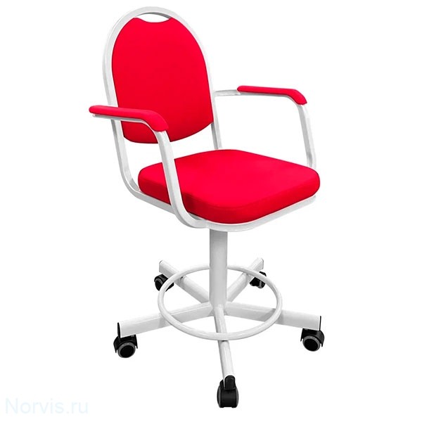 Кресло на винтовой опоре с подлокотниками КР15/П (цвет красный)