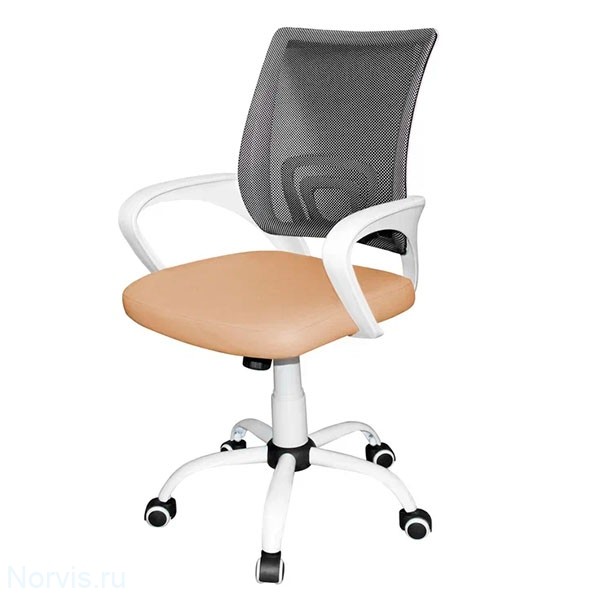 Кресло для персонала КР08 (сиденье экокожа, спинка сетка) цвет бежевый