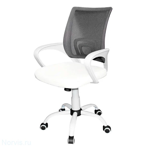 Кресло для персонала КР08 (сиденье экокожа, спинка сетка) цвет белый
