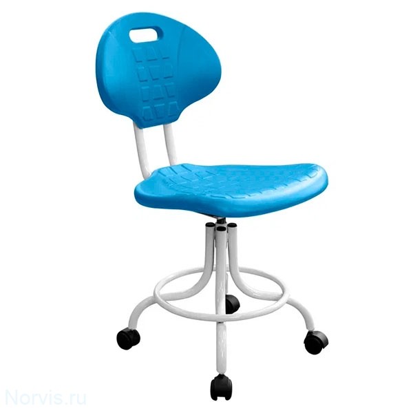 Кресло КР10-1 на винтовой опоре (полиуретан цвет голубой, каркас белый)