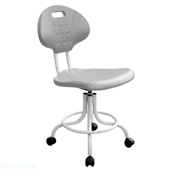 Кресло КР10-1 на винтовой опоре (полиуретан цвет серый, каркас белый)