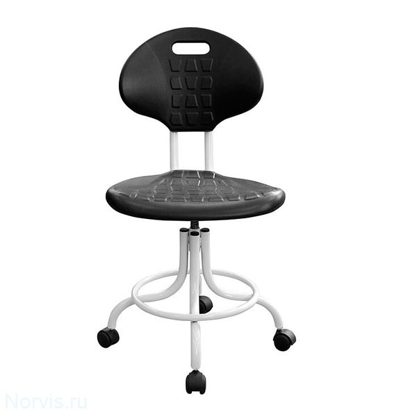 Кресло КР10-1 на винтовой опоре (полиуретан цвет черный, каркас белый)