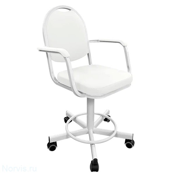 Кресло на винтовой опоре с подлокотниками КР15/П (цвет белый)