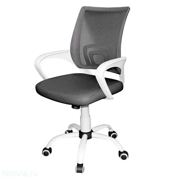 Кресло для персонала КР08 (сиденье экокожа, спинка сетка) цвет черный
