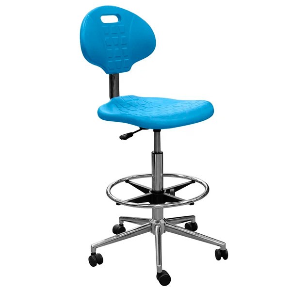 Кресло КР12-В высокое (полиуретан, газлифт, опора) голубой