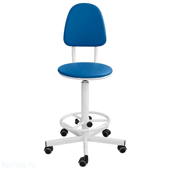 Кресло КР02/К на винтовой опоре с регулируемой опорой для ног (цвет синий)