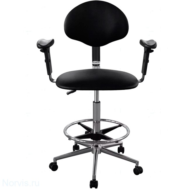 Кресло высокое с подлокотниками КР12-В/П (обивка экокожа, цвет черный)